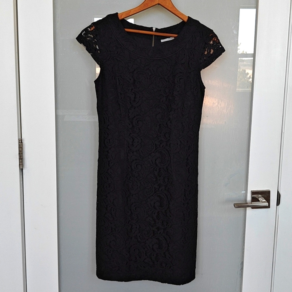NWT Halogen Nordstrom Lace Black Dress with Cap sleeves size S